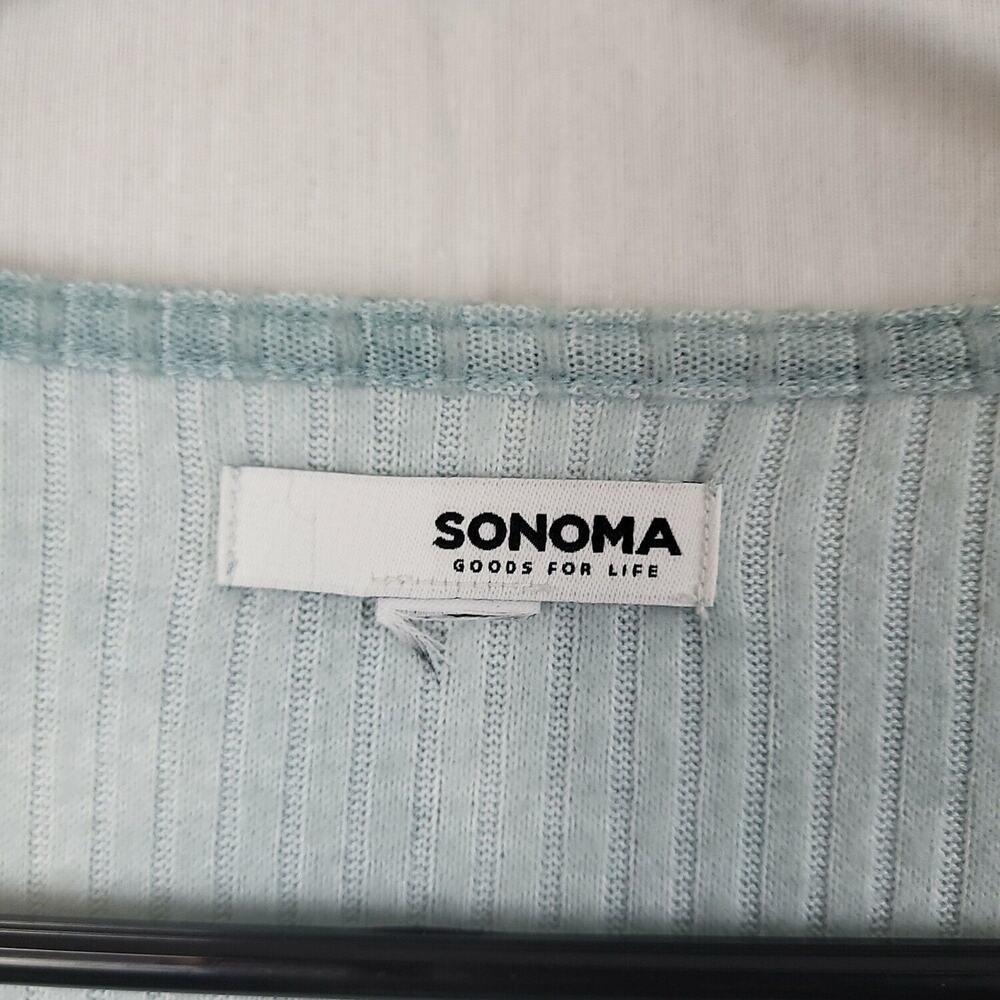 Sonoma Womens Blue White V Neck Long Sleeve Pullover Sweatshirt Size Medium - Picture 5 of 9
